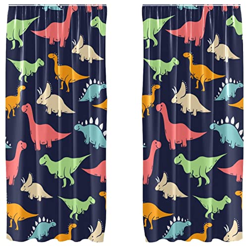 Cortinas para sala de estar con estampado de dinosaurios: juego de 2 paneles 2