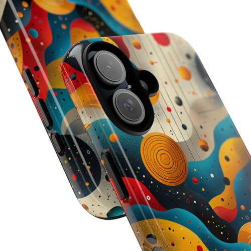 Coque iPhone 16 vagues cosmiques jaune - Protection rigide design