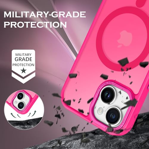 Image of YINLAI for iPhone 15 Case 6.1-inch,Magnetic Compatible with MagSafe, Slim Matte Anti-Fingerprint, Shockproof Full Body Military Grade Protection for iPhone 15 Cover, Hot Pink