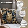 YOU FOUND ME William Morris Abstract Vintage Floral Velvet Owl Design Throw Pillow Covers Home Decor, Retro Art Deco Pillowcase Cushion Cover for Bed Sofa Living Room, Square 18x18inch (Owl) #4