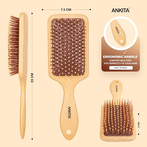 Image of ANKITA Wooden Finish Mini Paddle Hair Brush by Chhavi Creation (AP-144W)