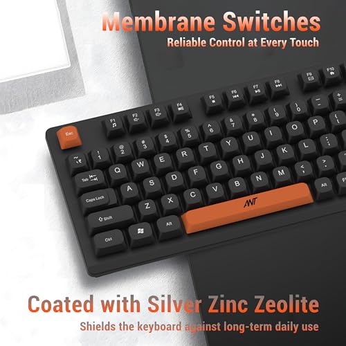 Image of Ant Master 01 New Gen Full Size Wired Office Keyboard | 98 Keys Compact Layout with 4 Multimedia Keys | Membrane Switches | 5M Clicks Life | Windows /Mac /Linux Compatible - Black