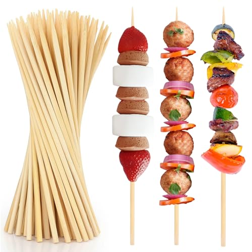 300 Pcs 16 inch Natural Bamboo Skewers, ?=4mm, PEOUWNES Food Sticks for Appetiser, BBQ, Fruit?Cocktail, Grilling Kebabs, Bouquet, Chocolate Fountain, Corn Dog, Kitchen, Barbecue, Crafting and Party