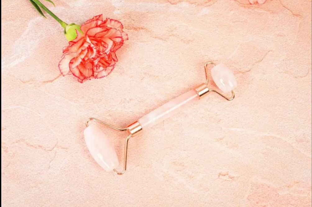 AD ARTS Rose quartz face roller | Certified Natural Hand-Cut Jade Stone | Face Roller Skin care | Improves Blood Circulation