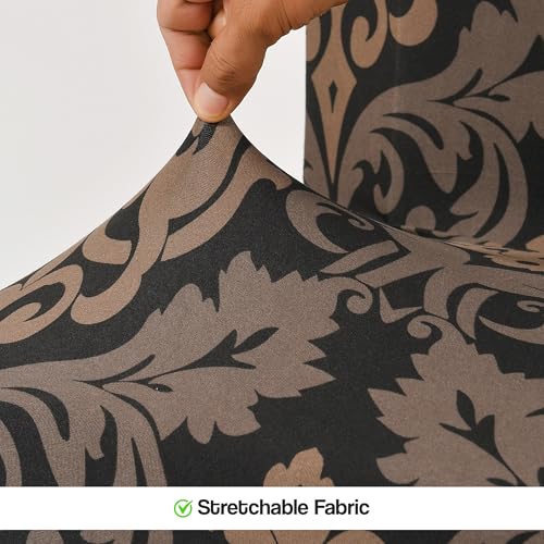 Yellow Weaves Elastic Stretchable Dining Chair Cover, Removable Washable Elastic Floral Printed Dining Chair Covers (Set of 6, Floral Brown) 4 51esQiQ2oFL