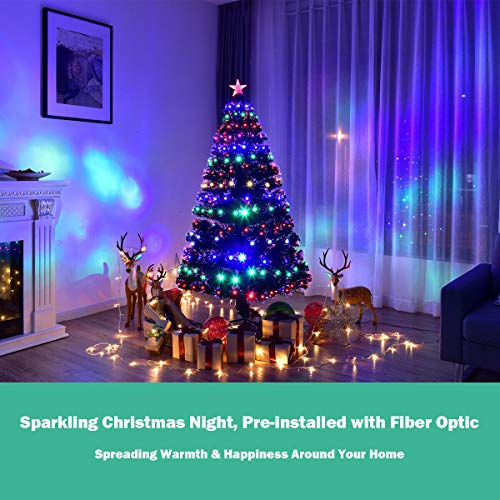 Goplus 5Ft Artificial Christmas Tree Pre-Lit Optical Fiber Tree 8 Flash Modes W/Ul Certified Multicolored Led Lights & Metal Stand #TOP3