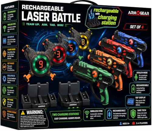 ArmoGear Laser Tag Guns with Vests Set of 4 - Adult Laser Tag...