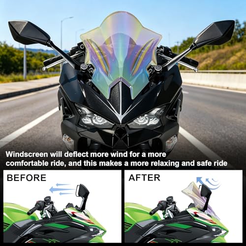 Image of Windshield for NINJA500 SE 2024 2025 2026, PSLER Windscreen Double Bubble Wind Deflector Protector Fairing for NINJA500 SE Ninja 500 2024 2025 2026 (Multicolor)