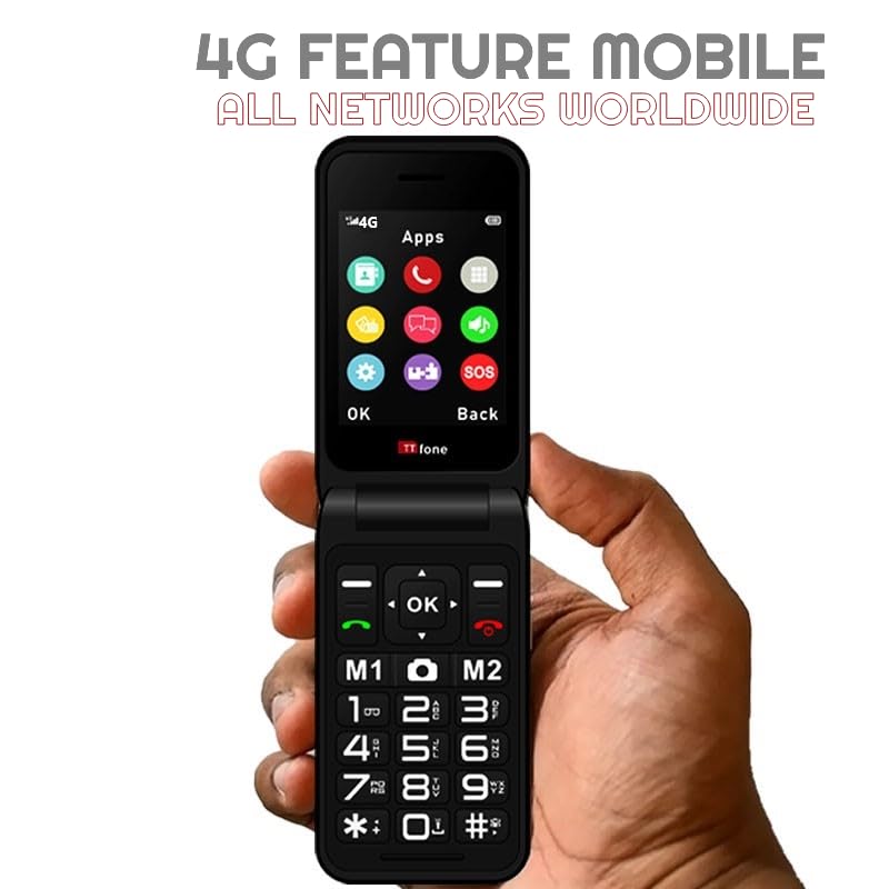 TTfone TT760 4G hopfällbar telefon för seniorer med nödkontakt