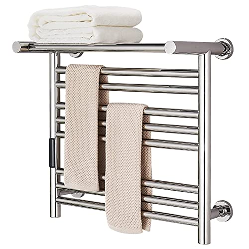 CWZZWS Radiador más cálido de Toalla para baño, Toalla de Toalla con calefacción eléctrica de Acero Inoxidable 304 con Temporizador, Toalla con calefacción de 8 Bares montada en la Pared con Estante