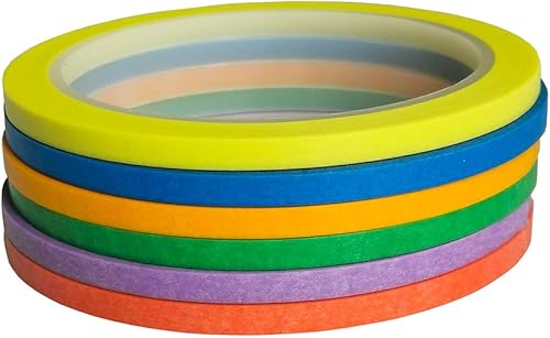 Miniatura 9 de JINBING 6 rollos de cinta adhesiva Washi para manualidades, arte de uñas, dibujo, patrón de 0.079 in, 0.098 in, 0.118 in, 0.157 in, 0.197 in, 0.236