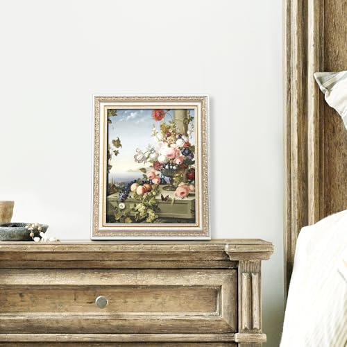 Image of upsimples Vintage 8x10 Picture Frame, Antique White and Gold Frames, 2 Pack