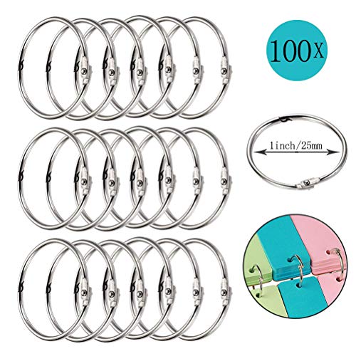 Anillos de Libro, Anillas Encuadernar,100 Piezas Anilla de Metal Libro Hojas Sueltas Bisagra Anilla Scrapbooking Carpeta Àlbum Material de oficina(Diámetro 30mm)