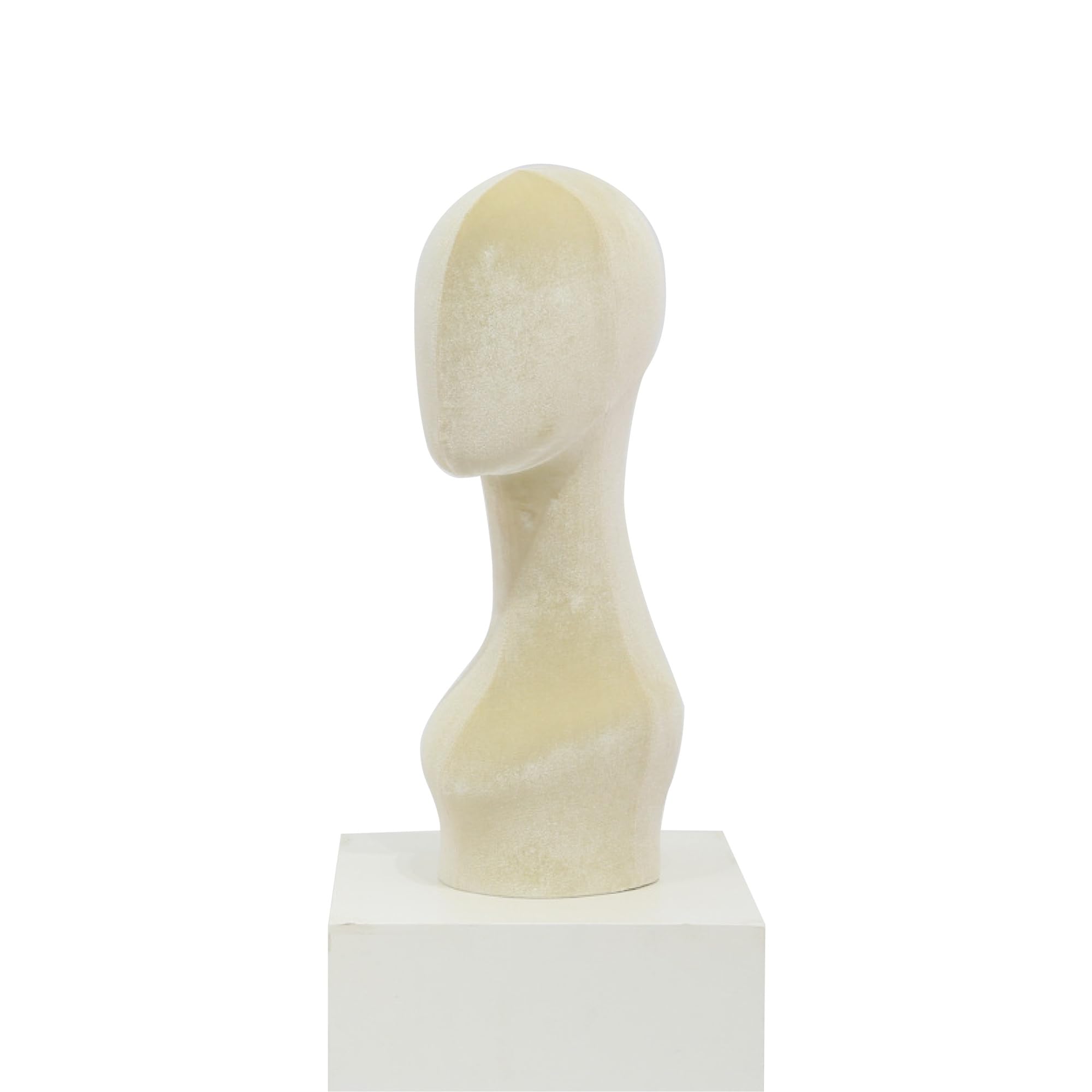 Jxjarnet Velvet Mannequin Head for Jewelry & Hats, Short & Long Neck Display Head Form for Necklaces, Earrings, Wigs, Sunglasses and Boutique Countertop(Beige,Long)