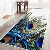 Peacock Feather Hallway Runner Rug 2x6,Peacock Feathers Eyes Oriental,Non Slip Washable Rugs for Entryway Runner Laundry Rug Runner Bathroom Runner Rugs Hallways Kitchen Bedroom Throw Accent Area Rug