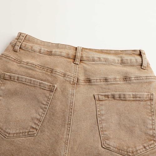 Image of THUNDER STAR Women Mid Rise Ripped Stretchy Jeans Shorts Frayed Raw Hem Casual Denim Shorts