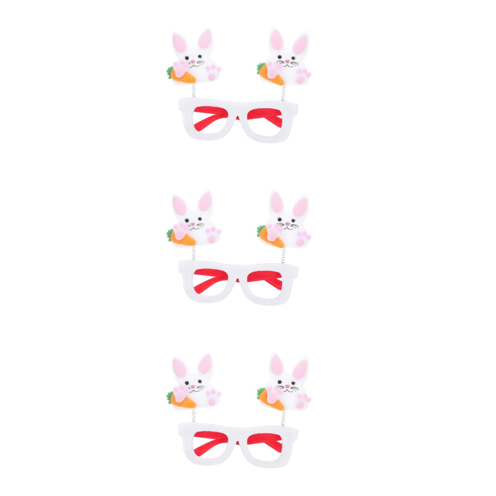 LUOZZY 3 Pcs Easter Bunny Carrot Glasses Fun Party Eyewear Props for Adults Photo Booth Decorations Costume Accessories