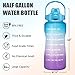 64 OZ/Half Gallon Motivational Water Bottle with Time Marker & Straw - BPA Free Leakproof Tritan Frosted Plastic Big 2L Water Bottle for Women Men Large Water Jug for Gym Outdoor Sport