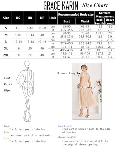 GRACE KARIN Women's V-Neck A-Line Elastic Waist Short Sleeve Lace Dresses - Image 6