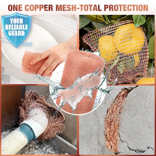 Valchoose Copper Mesh Roll 5\" x40FT - 100% Pure - Rustproof Rodent, Copper Wool Garden & Hole Filler Kit - Durable Fireproof Fabric Wire Mesh for Unwanted Guests