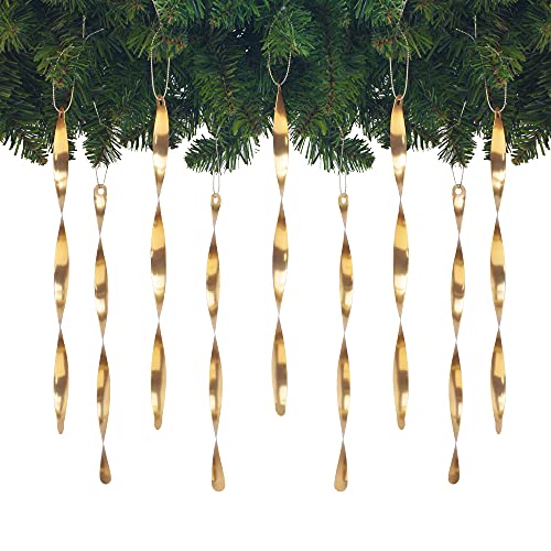 AMS Christmas Tree Ornaments 24PCS Aluminum Twisted Icicles Ornament Set for Christmas Tree New Year Party Decorations Supplies(Shiny 9.8",Champagne)