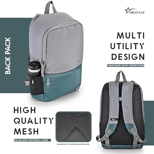 Image of Casual Backpack 16L Durable & Stylish Bag Multi-Utility Bliss Travel Backpack with Adjustable Padded Straps & Bottle Pockets Daily Use Bag for Collage, School (Grey & BGreen)