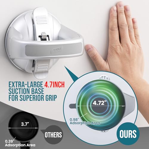Image of TAILI Shower Grab Bars,Suction Handles,Upgraded,Travel,RV,2 Pack,Silver | Safety for Bathtubs,Toilet,Elderly&Seniors,Bathroom Grip Bar Handrails,No Drilling Removable Waterproof,Portable,Travel,RV