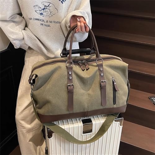 Travel Garment Bags Tote Travel Female Short Distance Canvas Luggage Out Storage Bag Duffle Bag(Green)3