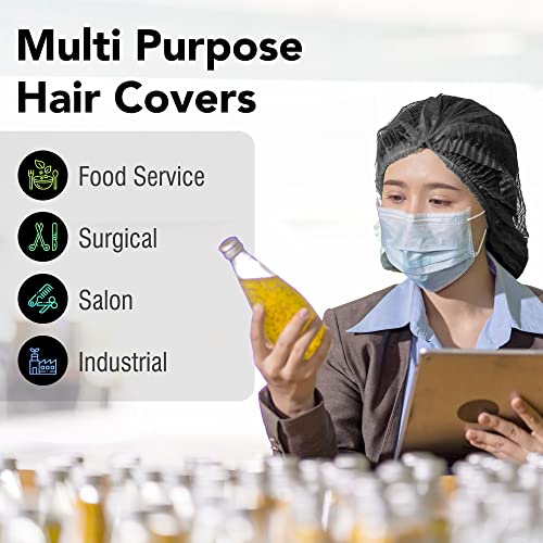 Hair Nets Food Service, 100 Pack Individually Wrapped Disposable Black Bouffant Hair Net For Women And Men - Nurse Surgical Cap, Protective Head Cover #TOP2