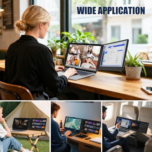 Image of KEFEYA Laptop Screen Extender, 14 inch 1080P FHD IPS Laptop Monitor Extender for Home Office, Dual Travel Monitor for Laptops 13-17.3 inch, USB-C HDMI Plug-Play for macOS Windows PS Switch Xbox Phone Pad