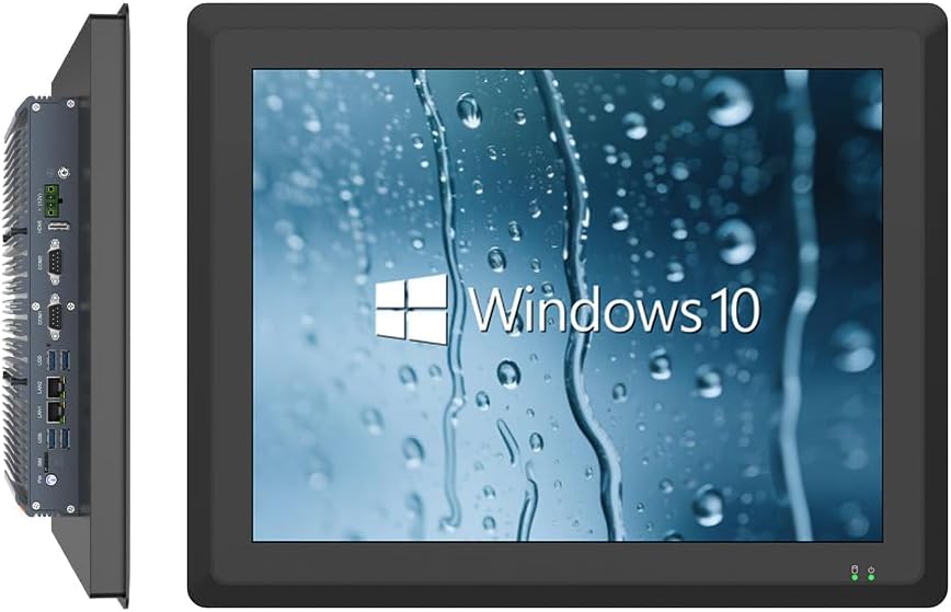 Industrie Panel Industrial PC Touchscreen PC Panel 17 Inches, Fanless Embedded IP65 Capacitive Screen Monitor, Windows OS,4xUSB3.0,2xUSB2.0,HDMI,4xRS232+2×RS485 COM,2xLAN(I7-7500U8G RAM 128GB SSD)