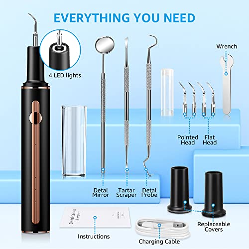 TANAVE-Plaque-Remover-for-Teeth-Teeth-Cleaning-Kit-with-Ultrasonic-Tooth-Cleaner-and-Dental-Tools-Rechargeable-Portable-Dental-Tartar-Remover-and-Plaque-Blaster-for-Human-Teeth-with-LED-4-Heads