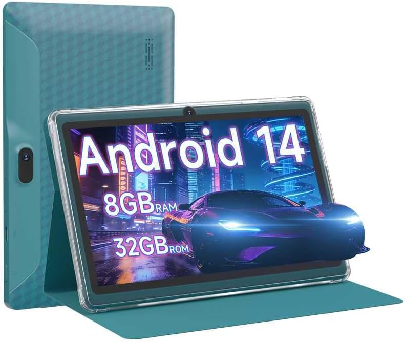 Tablet Android 14, Tablets 10 inch 8GB RAM+ 64GB ROM+ 1TB Expandable Tablet PC, 1280 * 800 IPS Screen, Dual Camera, Powerful Processor, 6000mAh Battery, Bluetooth,WiFi, Google Certified