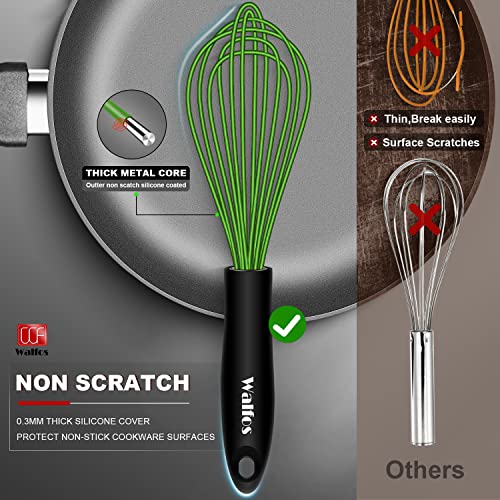 Image of Walfos Silicone Whisk, Rubber Whisks for Cooking, Baking (11,9,8.5 inch) - Heat Resistant Kitchen Whisks for Non-stick Cookware, Balloon Egg Beater Perfect for Blending, Whisking, Beating, Frothing