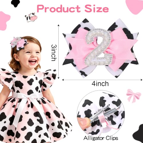 Pinzas para cabello con lazo rosa para bebés, pack 2 miniatura 2