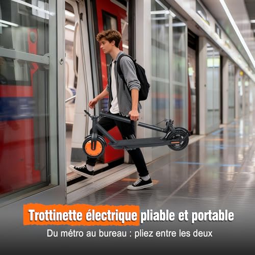 Nouvelle Trottinette Électrique Adulte 500W - 25km/h, Autonomie 20km, Batterie 5.2Ah, Pneus 8.5" Anti-Crevaison, Double Frein (Tambour+EABS), Application Smart, Pliable 3 Secondes – vue 6