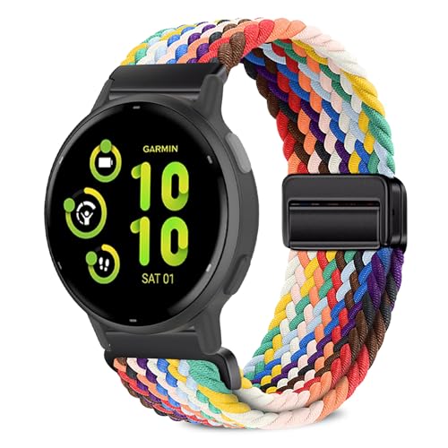 [VanHooc] 20mm �o���h Garmin Approach J1/Forerunner 570 42mm/Vivoactive 6/5/Approach S44/S50/Forerunner 165�Ή� �i�C���� �u���C�f�b�h �ґg �L�k�� �}�O