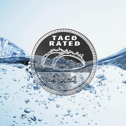 Image of Taco Badge Rated Car Emblem, 4 x 4 Metal Automotive Badge 3D Metal Taco Car Emblems Round Emblem Decals Car Badge Decals Stickers Compatible with Jeep Wrangler Vehicles Trucks SUV Emblems(ZS060)
