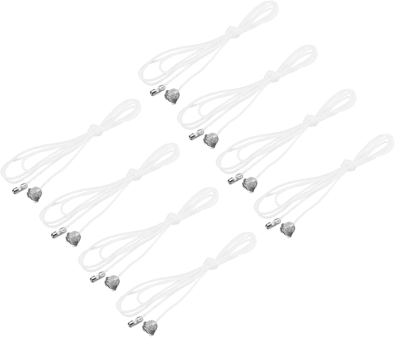 MECCANIXITY Pull Cord for Ceiling Switch, Light Pull Cord String Ceiling Fan String with Connector Pull Chain Extension, White Silver, Pack of 8