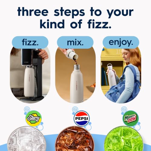 Image of sodastream Fizz & Go Cool, Stainless Steel Carbonated Water Bottle 0.9L, Insulated Metal Bottle for Sparkling Water, Compatible with TERRA, ART, ENSO & More in Ice Blue