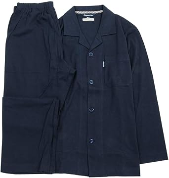 Aquascutum アクアスキュータム 日本製 無地 前開き 紳士パジャマ 長袖 長ズボン 紺 Size M パジャマ 通販 Amazon