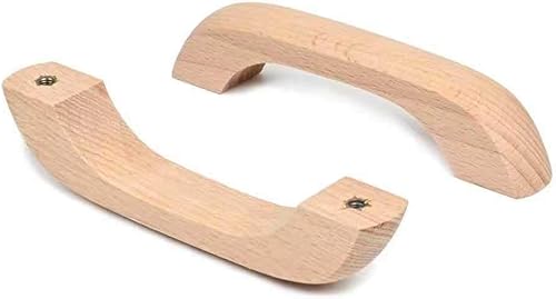 Miniatura 3 de 5 tiradores de madera sin terminar para armarios de cocina, cajones, aparadores de madera natural, accesorios modernos con tornillos para muebles y