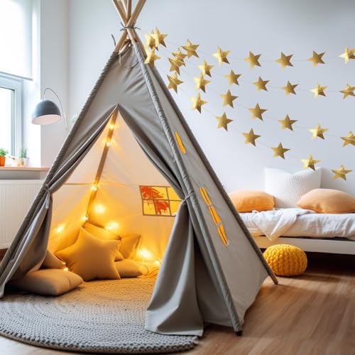 Image of Patelai 210 Feet Glitter Star Garland Banner 2026 Party Decoration Double Side Star Hanging String Streamer Paper Twinkle for Graduation Wedding Birthday (Champagne Gold)
