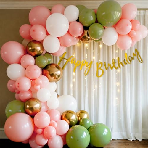 Image of SpecialYou.in Rubber Green & Pink Balloons Birthday Decoration Kit For Kids & Girls, Balloon Decoration Kit - 71 Pcs