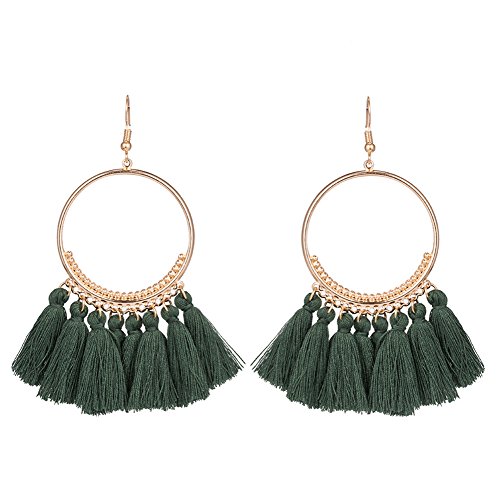 Treestar Ohrringe, Stoff-Ohrringe, Muschelform, für Mädchen, liebliche Hängeohrringe für Freundinnen, elegantes Geschenk, 1 Stück, grün, 8.5cm Cover