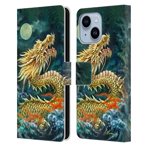 Étui portefeuille Dragon Asiatique iPhone 14 Plus, cadeau idéal art et fantaisie