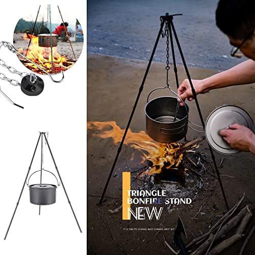 inherited Outdoor Cooking Tripod(black), Adjustable Foldable Hanging Portable Tripod for Cooking, Drying Clothes, Pot Roast, Grilling Outdoor Picnic Camping BBQ Cooking Hanger with Storage Bag