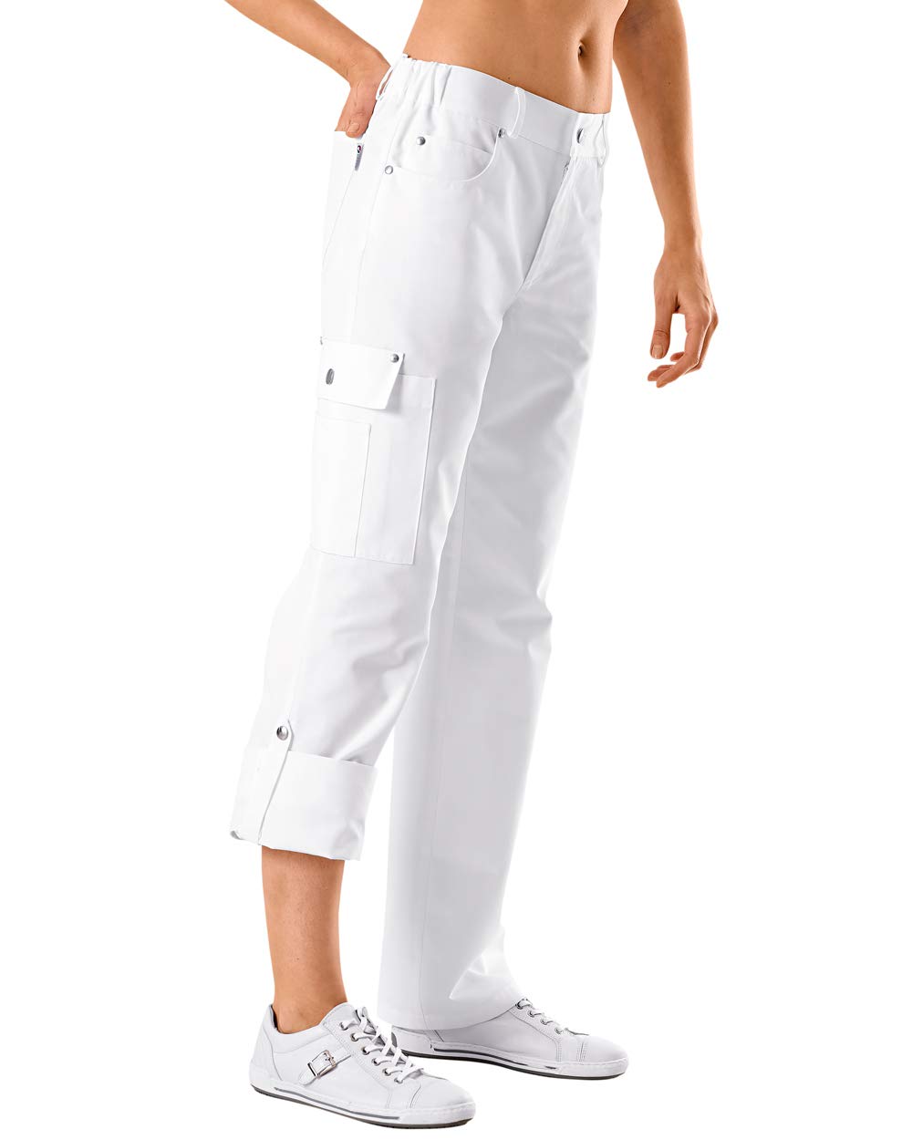 CLINIC DRESS Hose für Damen und Herren, lässige Beinweite, 5-Pocket-Form, Krempelfunktion, Taillenbund mit seitlichem Gummizug, 95 Grad Wäsche