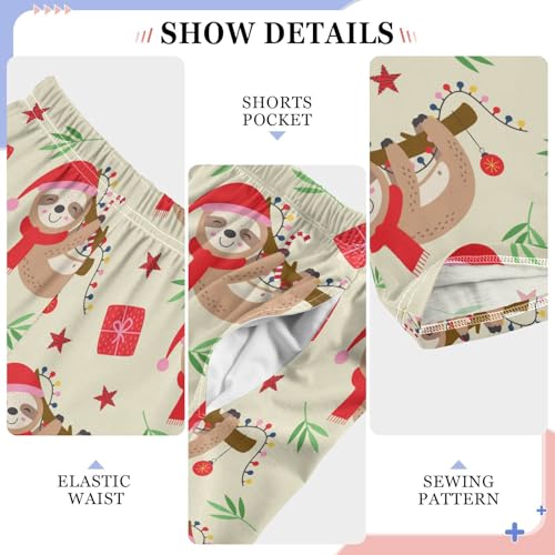 Boys' Pants Christmas Xmas Sloth Long Bottoms Jogger Pants Elastic Waist Trousers with Pockets S-XL4