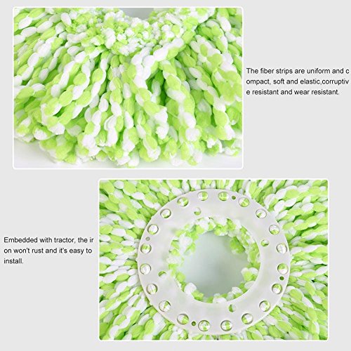 Image of Spin Mop Head Refills Microfiber Round Spin Mop Head Replacement for Universal Spin Mop System Perfect for Home Commercial Use (Green+White)